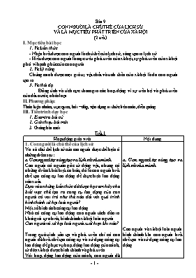 Giáo án Giáo dục công dân lớp 10 - Bài 9 Con người là chủ thể của lịch sử và là mục tiêu phát triển của xã hội
